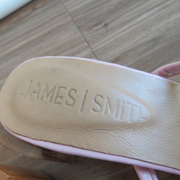 JAMES SMITH Sirenuse Strappy Leather Sandals Wood Block Heel Pastel Pink Size 8 - Picture 6 of 14